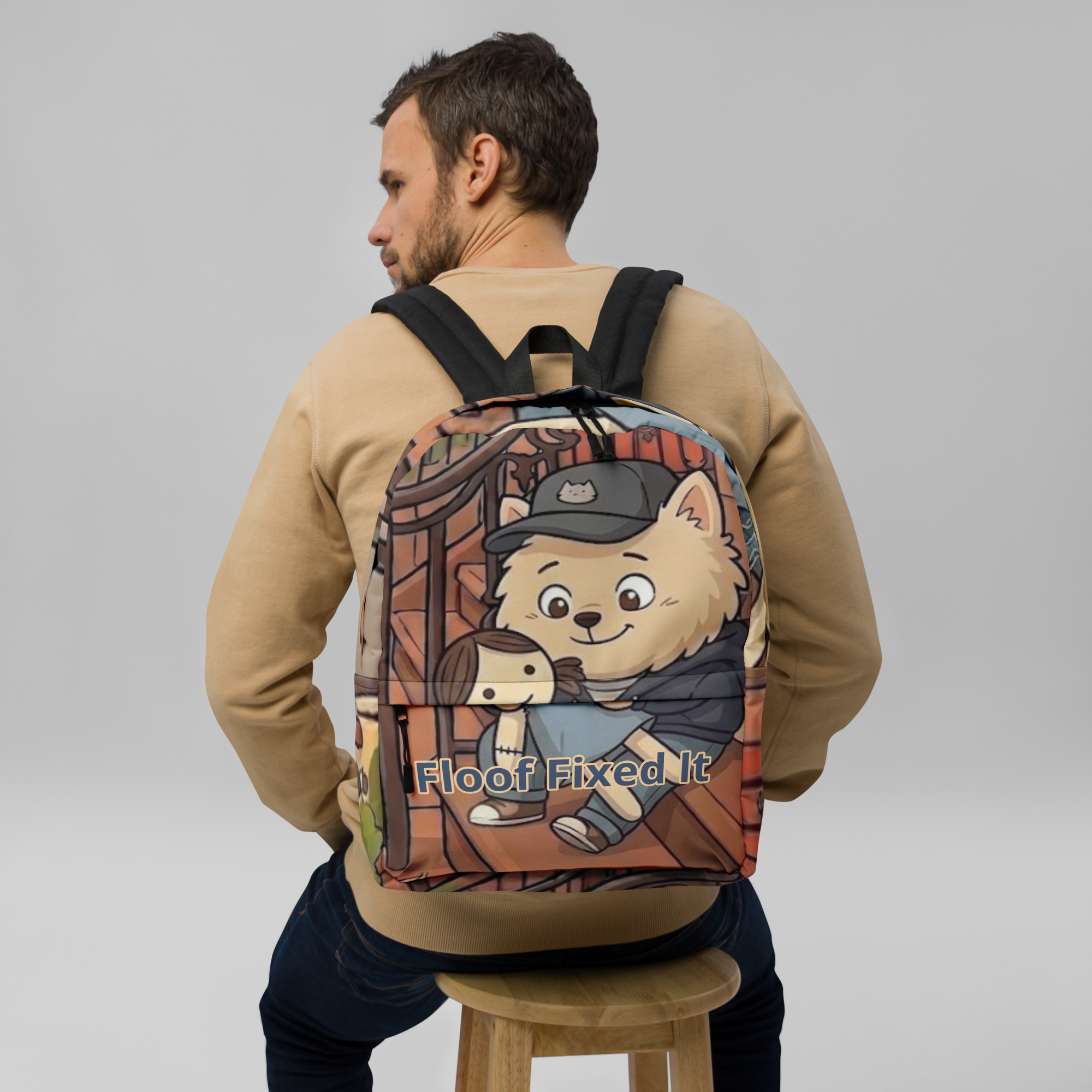 🎒🐶🧵🪡✨ Mochila All Over – “Floof Fixed It”