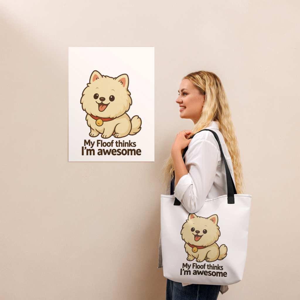 🐾✨👜 All Over Tragetasche – „Mein Flausch findet mich super“ Wenn Flausch es sagt… dann sagt er es auch laut.