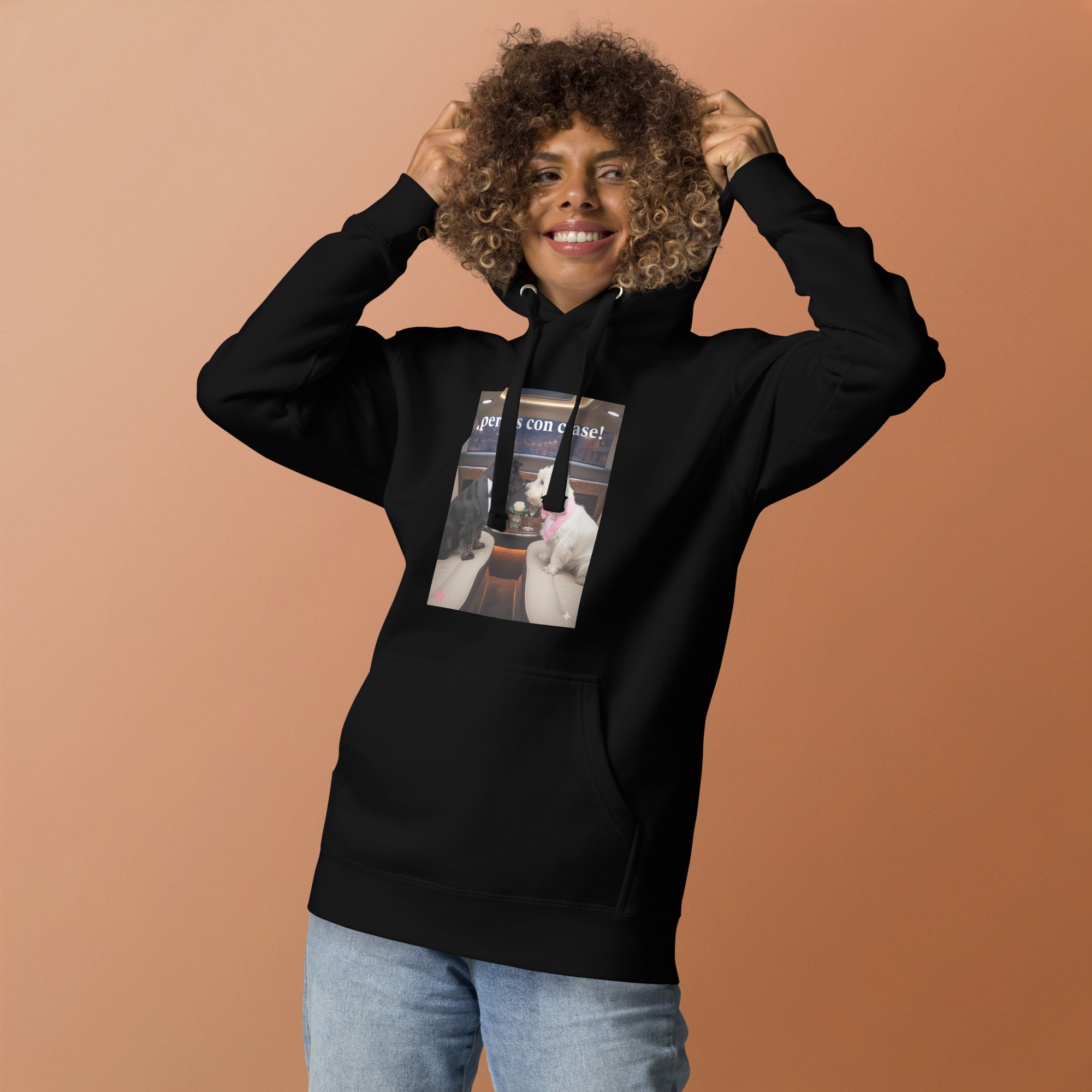 🐶💼🖤 Sudadera con capucha unisex – “Perros con clase”  Comodidad, estilo y romance canino… todo en uno.