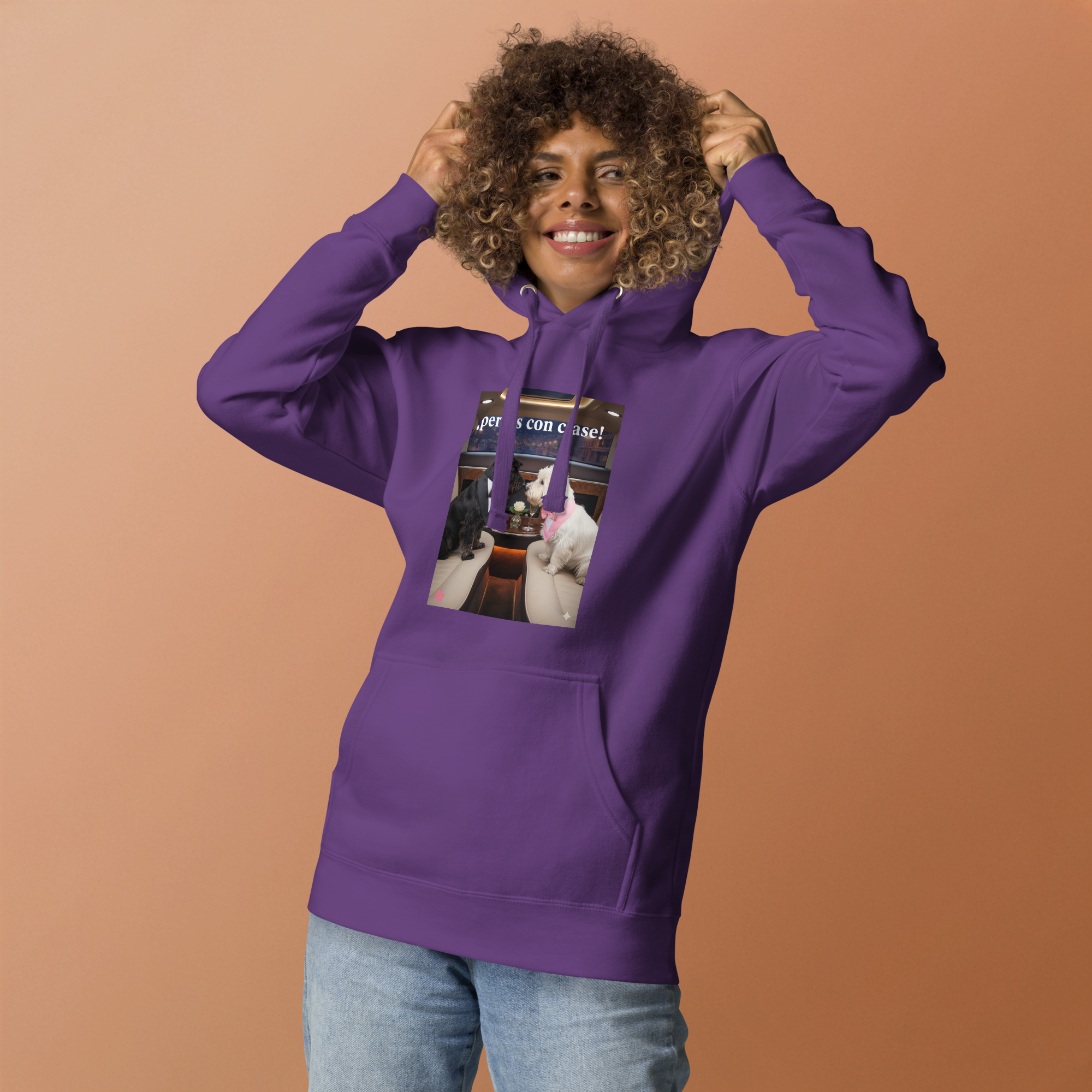 🐶💼🖤 Sudadera con capucha unisex – “Perros con clase”  Comodidad, estilo y romance canino… todo en uno.