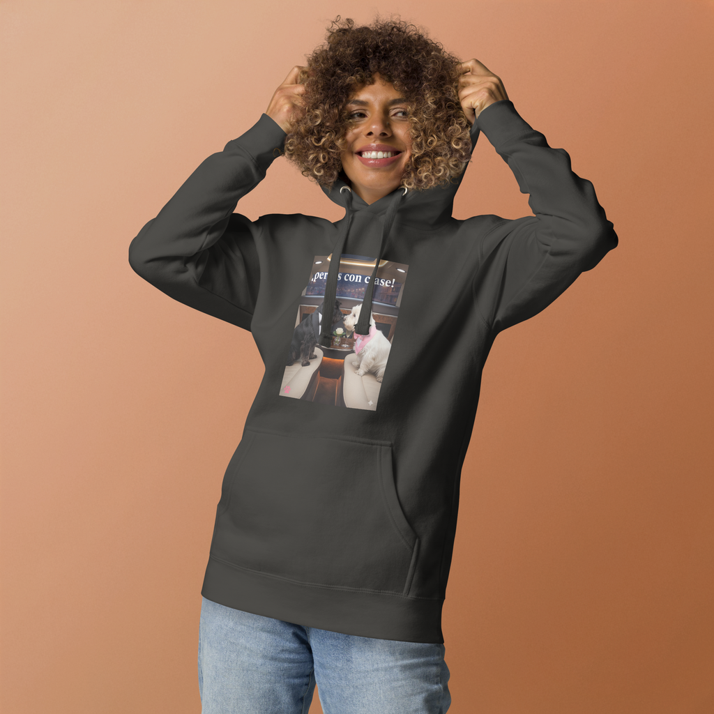 🐶💼🖤 Sudadera con capucha unisex – “Perros con clase”  Comodidad, estilo y romance canino… todo en uno.