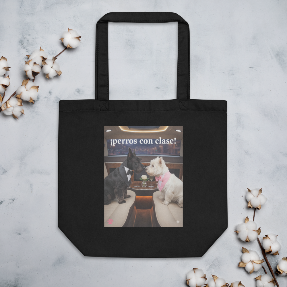 🐶💼🌿 Ecobolsa – “Perros con clase”  Elegancia romántica, estilo práctico y algodón 100% orgánico.