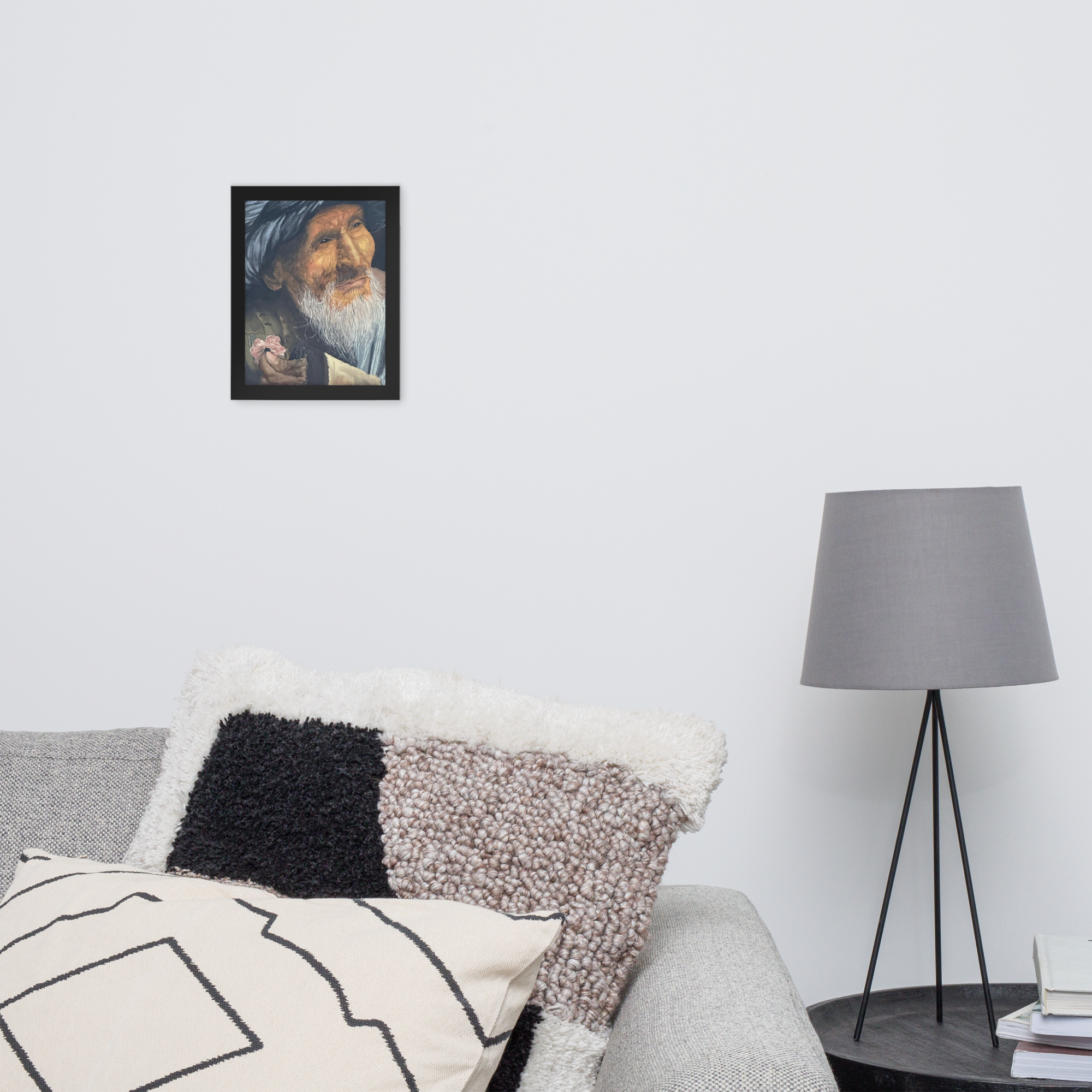 Póster con marco "Vieil Afghan à la fleur"