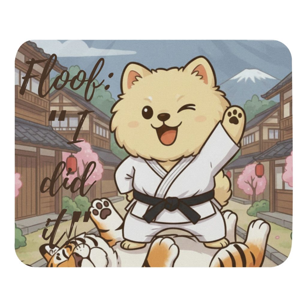 🥋🐶✨ Alfombrilla de ratón – “I Did It!”  Pequeño. Peludo. Victorioso.
