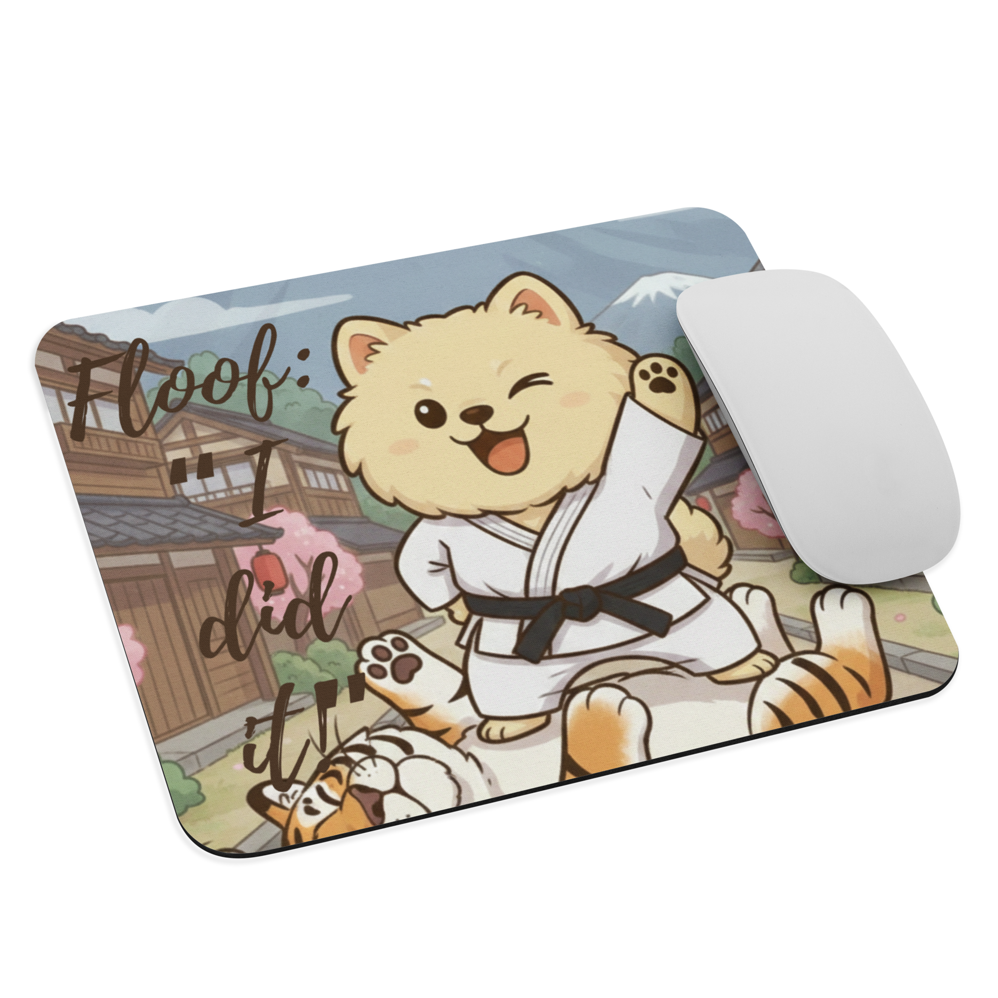 🥋🐶✨ Alfombrilla de ratón – “I Did It!”  Pequeño. Peludo. Victorioso.