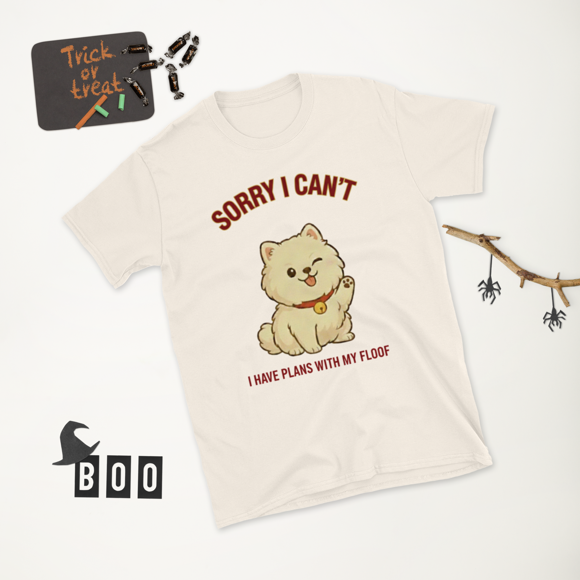 👕🐶😉 T-Shirt – „Tut mir leid, ich kann nicht, ich habe Pläne mit meinem Flausch“ Tut mir leid… Flausch hat deinen Terminkalender schon.