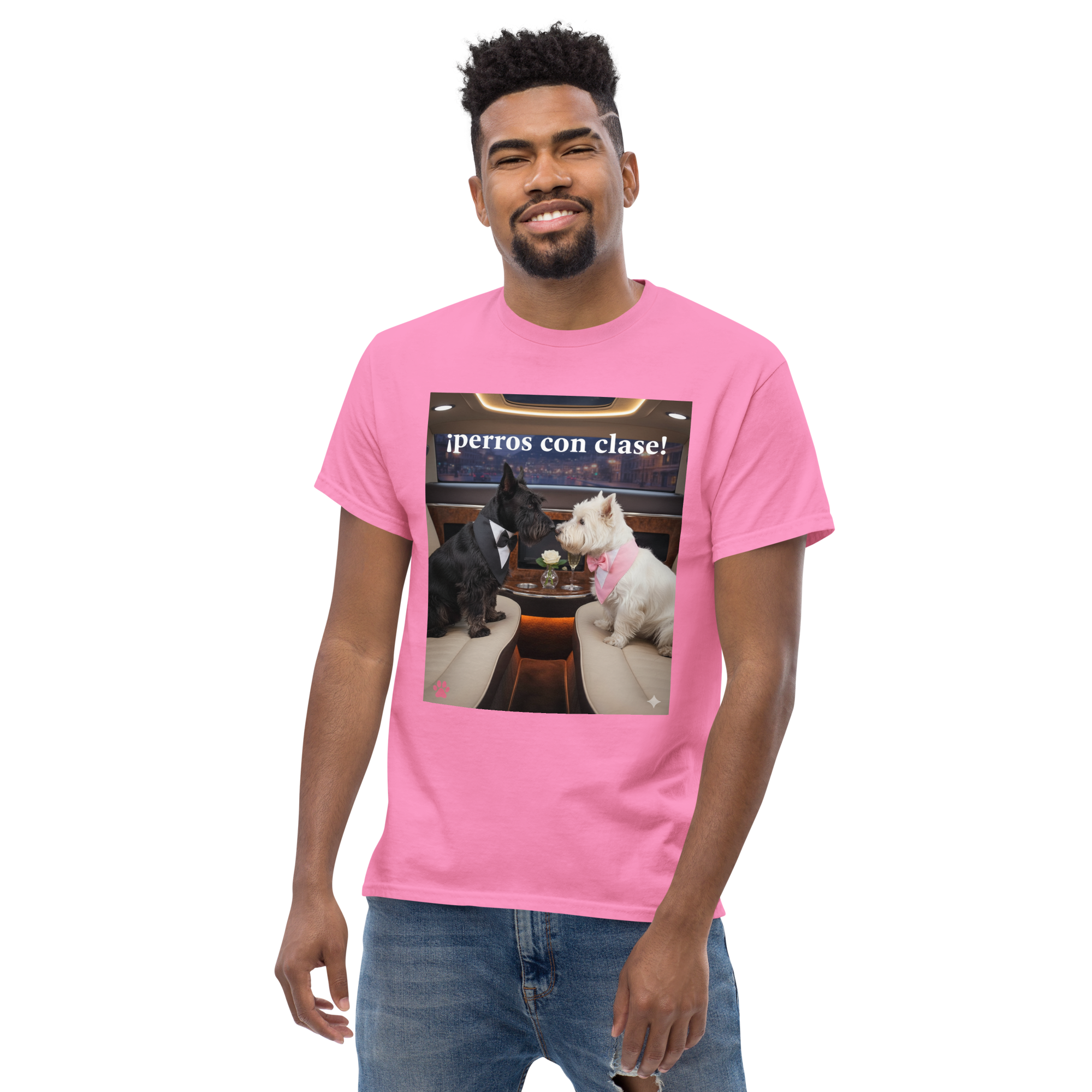 🐶💼✨ Unisex-T-Shirt – „Classy Dogs“ Romantik, Stil und Hunde-Niedlichkeit in einem Look.