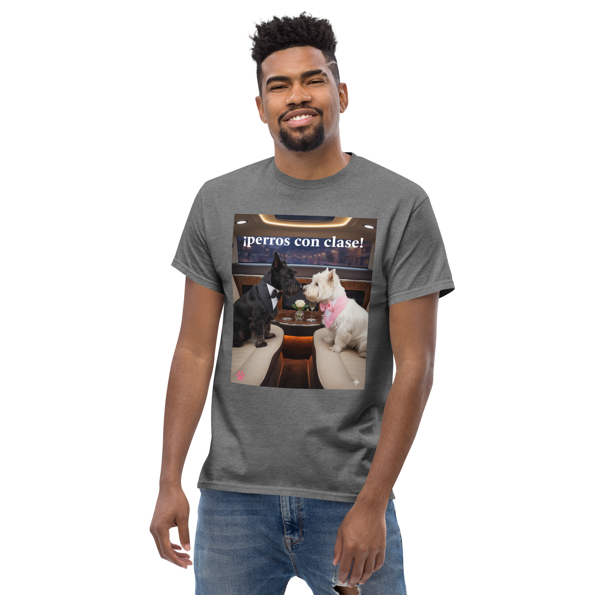 🐶💼✨ Unisex-T-Shirt – „Classy Dogs“ Romantik, Stil und Hunde-Niedlichkeit in einem Look.