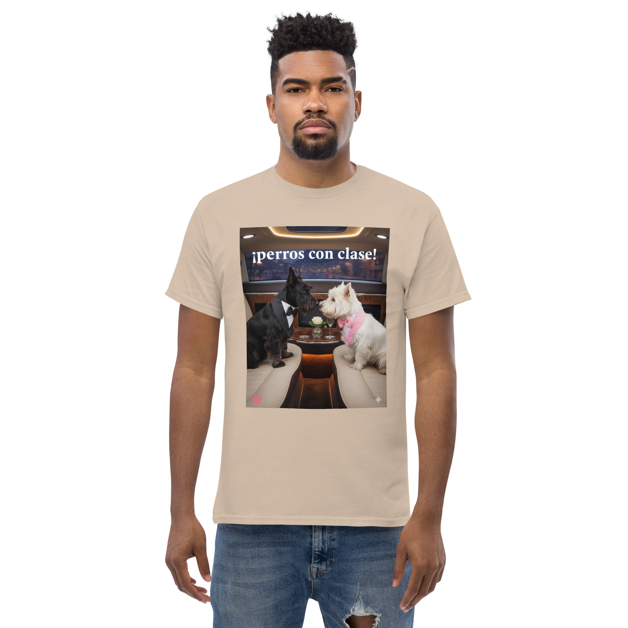 🐶💼✨ Unisex-T-Shirt – „Classy Dogs“ Romantik, Stil und Hunde-Niedlichkeit in einem Look.