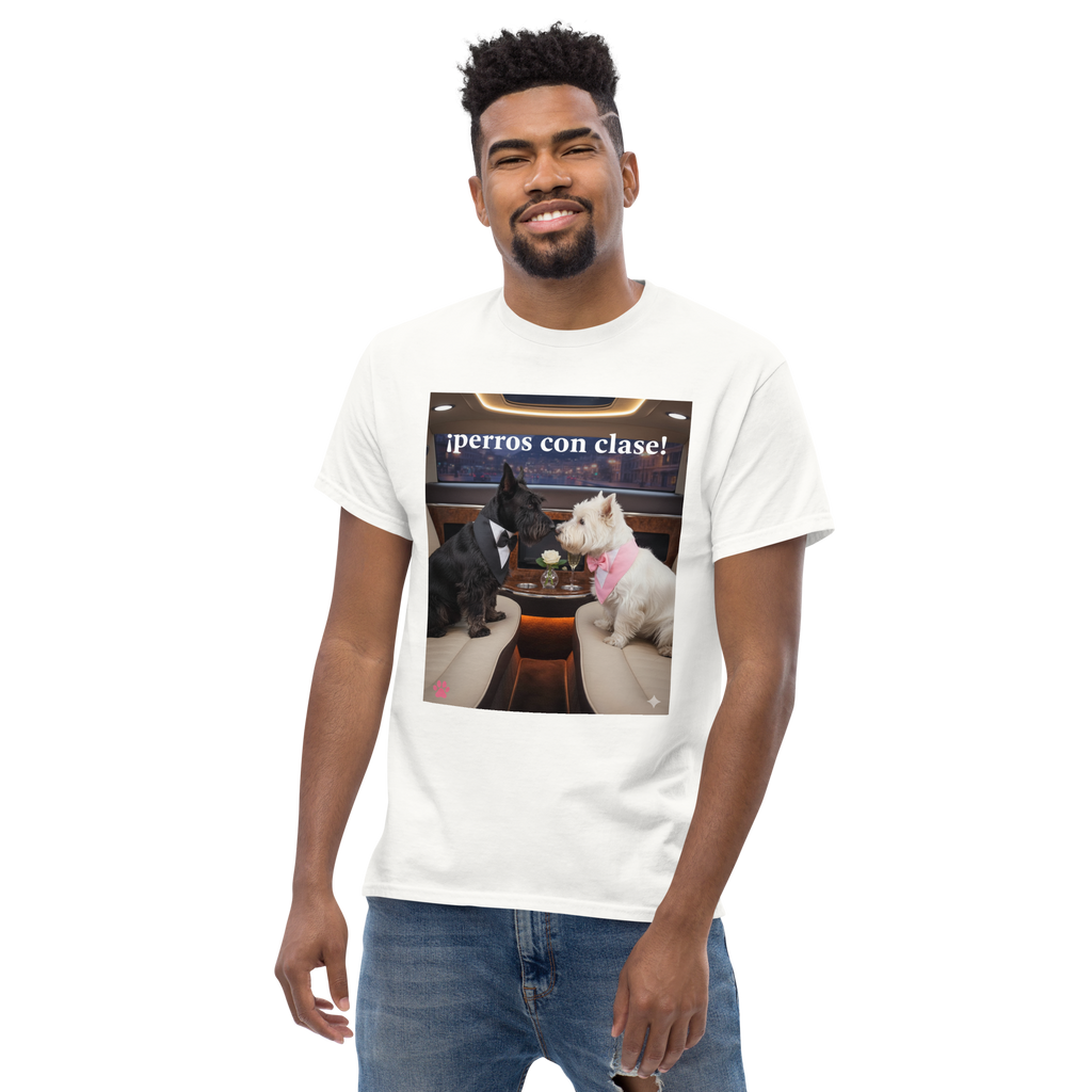 🐶💼✨ Unisex-T-Shirt – „Classy Dogs“ Romantik, Stil und Hunde-Niedlichkeit in einem Look.