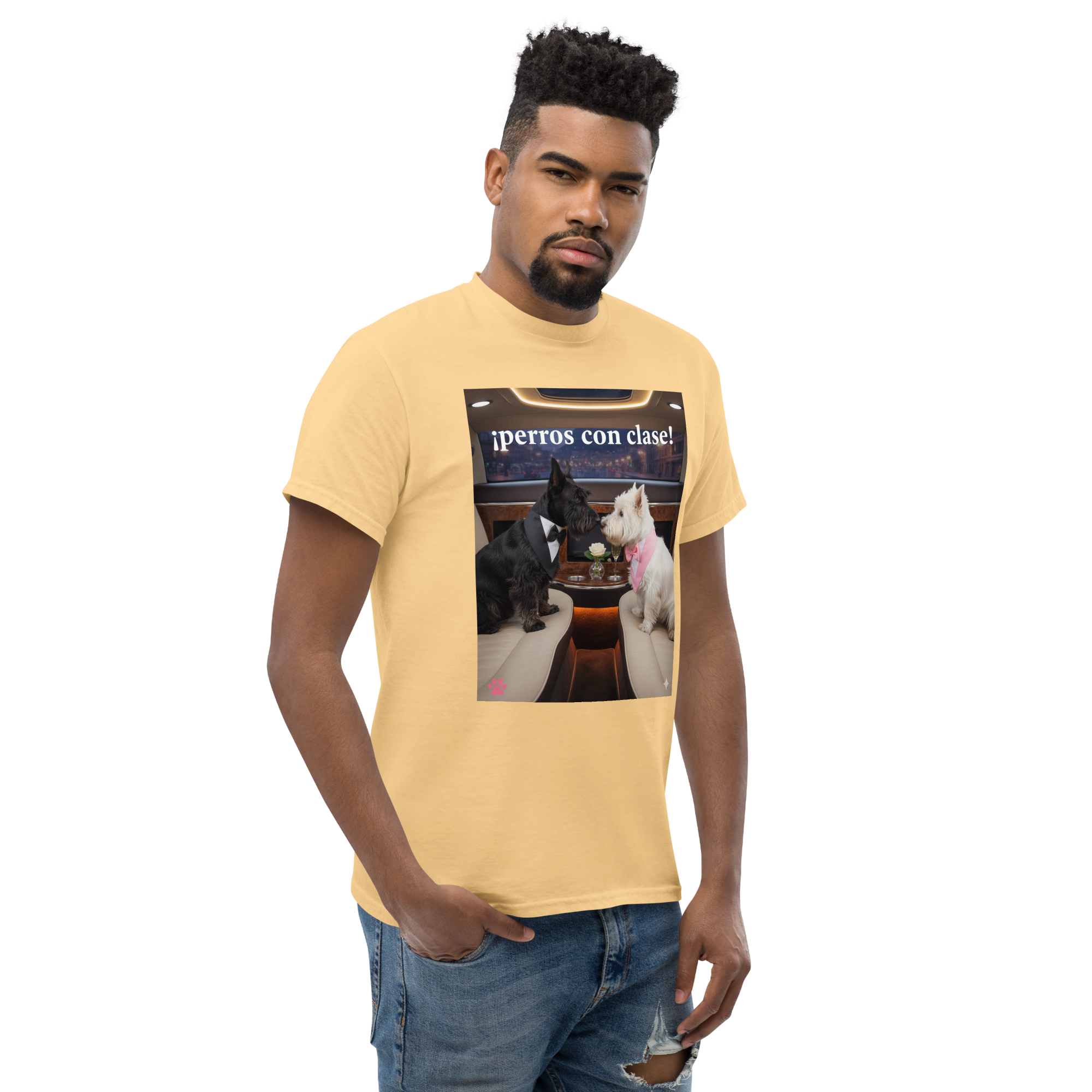 🐶💼✨ Unisex-T-Shirt – „Classy Dogs“ Romantik, Stil und Hunde-Niedlichkeit in einem Look.